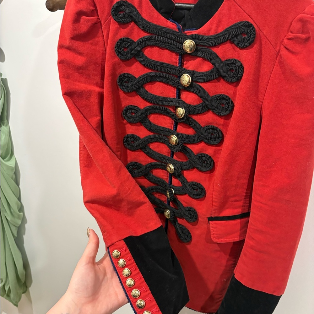 Free People Seamed and Structured Military Blazer in red and black. - Picture 4 of 9